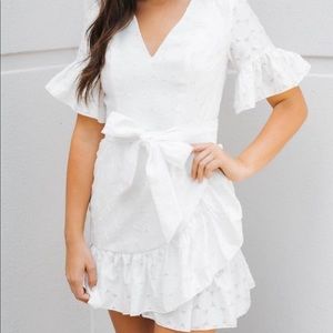 C/MEO white ruffle dress